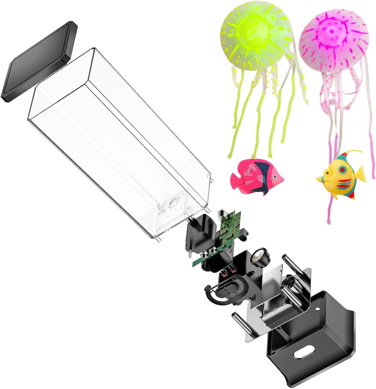 COLORLIFE Electric Jellyfish Tank Table Lamp with Color Changing Light Gift for Kids Men Women Home Deco for Room Mood Light for Relax(Black)