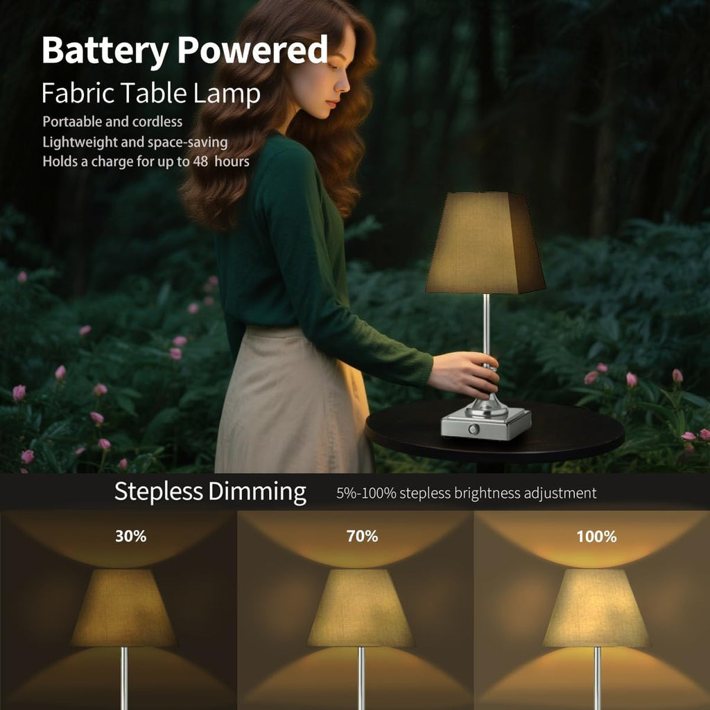 Rechargeable LED Table Lamps with Stepless Touch Control,Light Sliver Cordless Lamp for Living Room&Bedside&Patio&Shower,Small Desk Lamp(6000mAH Battery),2 Pack for Home Decor,Best Gifts for Family