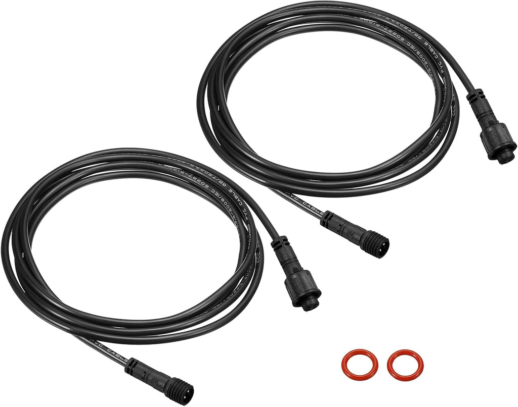 PATIKIL 6.56Ft 4 Pin Extension Cable Wire, 2Pcs 22 AWG Waterproof IP67 Connector with Male and Female at Both Ends for LED Strips, Black