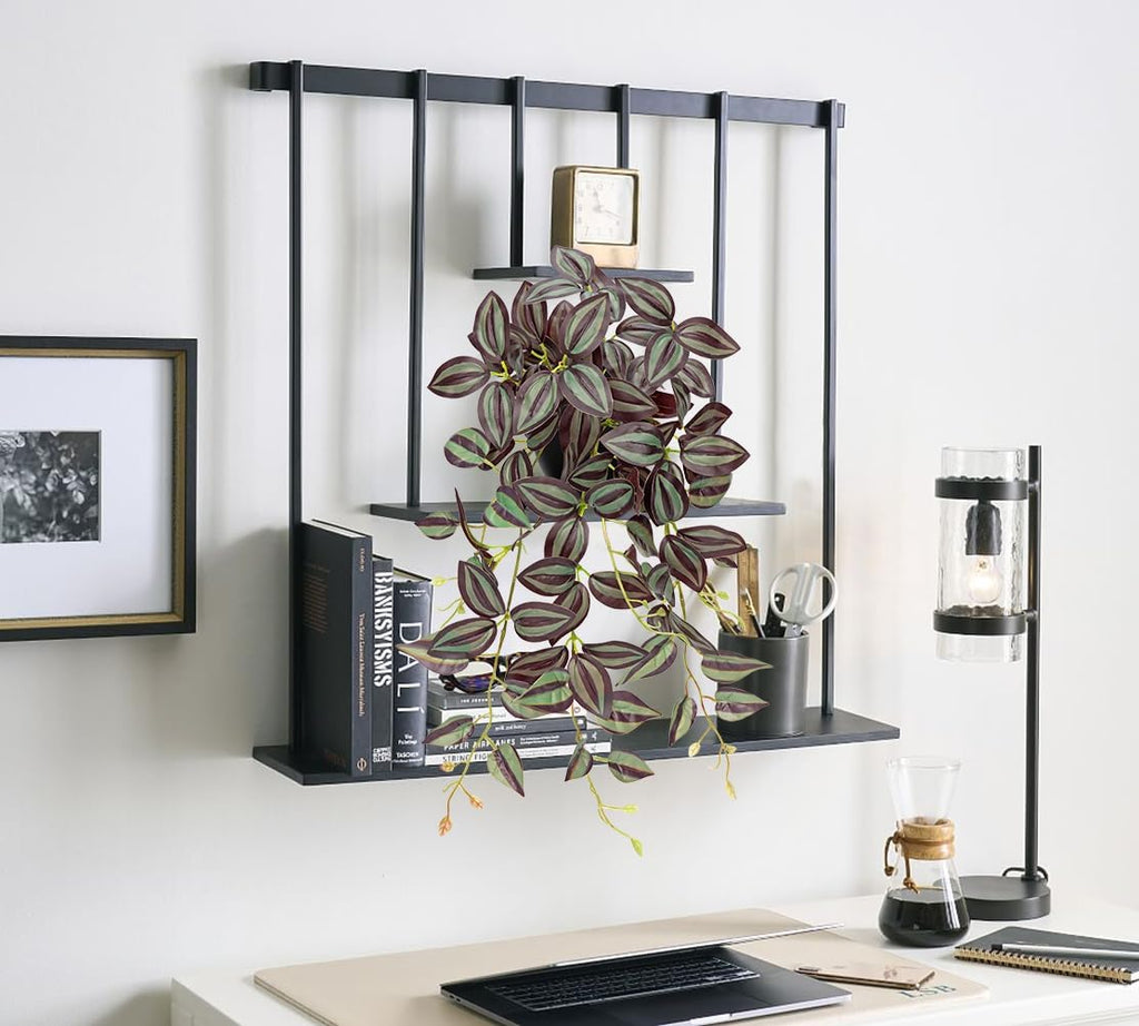 DILATATA Fake Plants Artificial Potted Plants 20 Inch Faux Peperomia Ivy Vine Plant Hanging Plant for Home Office Desk Shelf Indoor Outdoor Decor