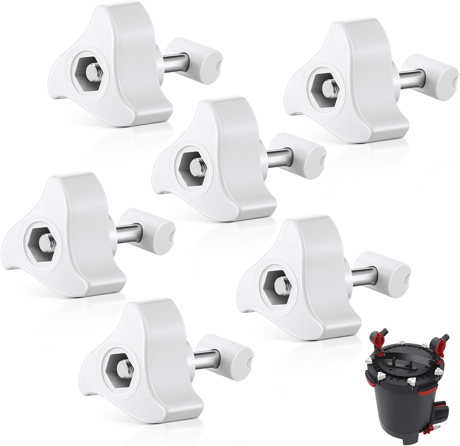 6 Pack Replacement Parts Compatible with Fluval Canister Filters, Lid Fastener Compatible with Fluval FX6 FX5 FX2 FX4, Secure Fit and Long Lasting