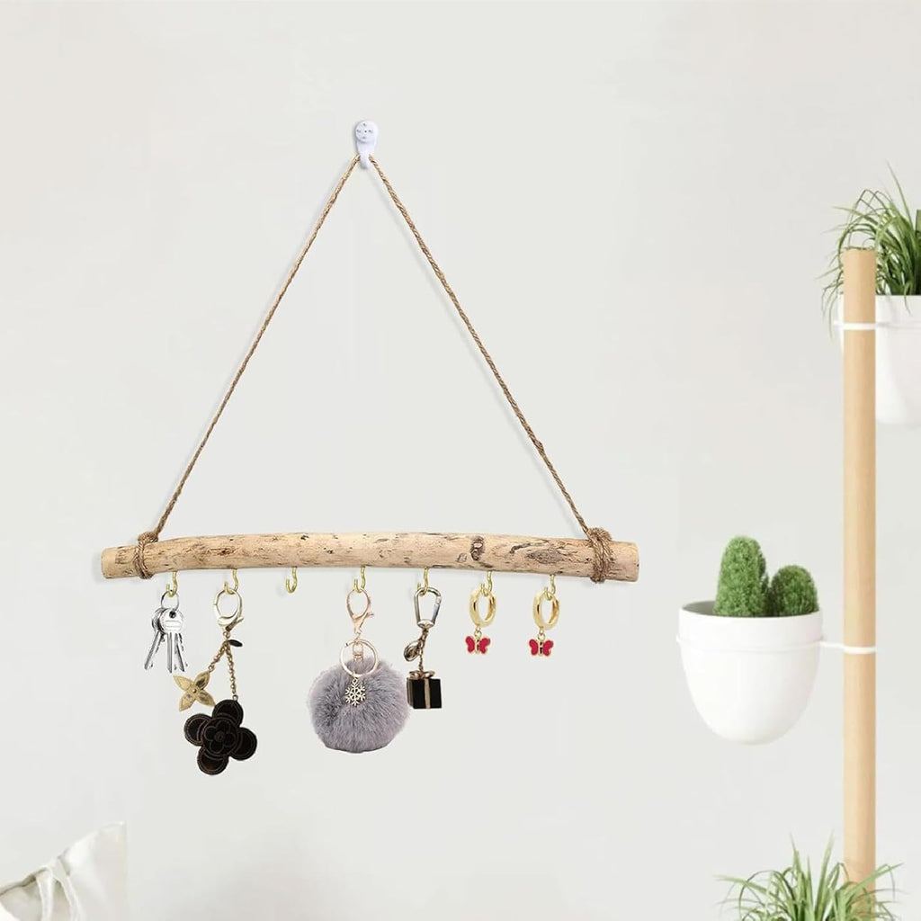 2 Pcs Decorative Floating Wall Shelves Coat Hooks Driftwood Branch Hook Branch Hanger Rack for Keys Hats Entryway