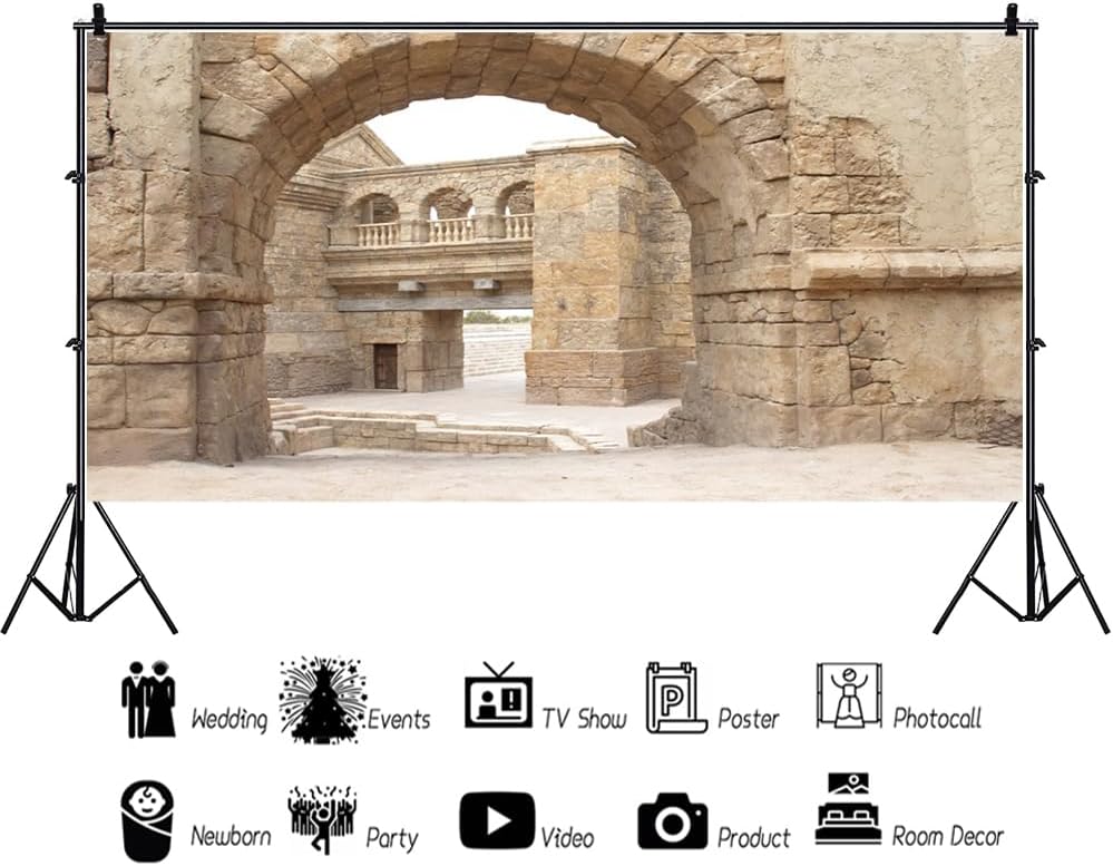 Leyiyi 20x10ft Old City Jerusalem Backdrop Ancient City Street Scenery Arches Stone Wall Buildings Background for Photography Roman Church Israel Photo Backdrop Vinyl Photo Booth Studio Props