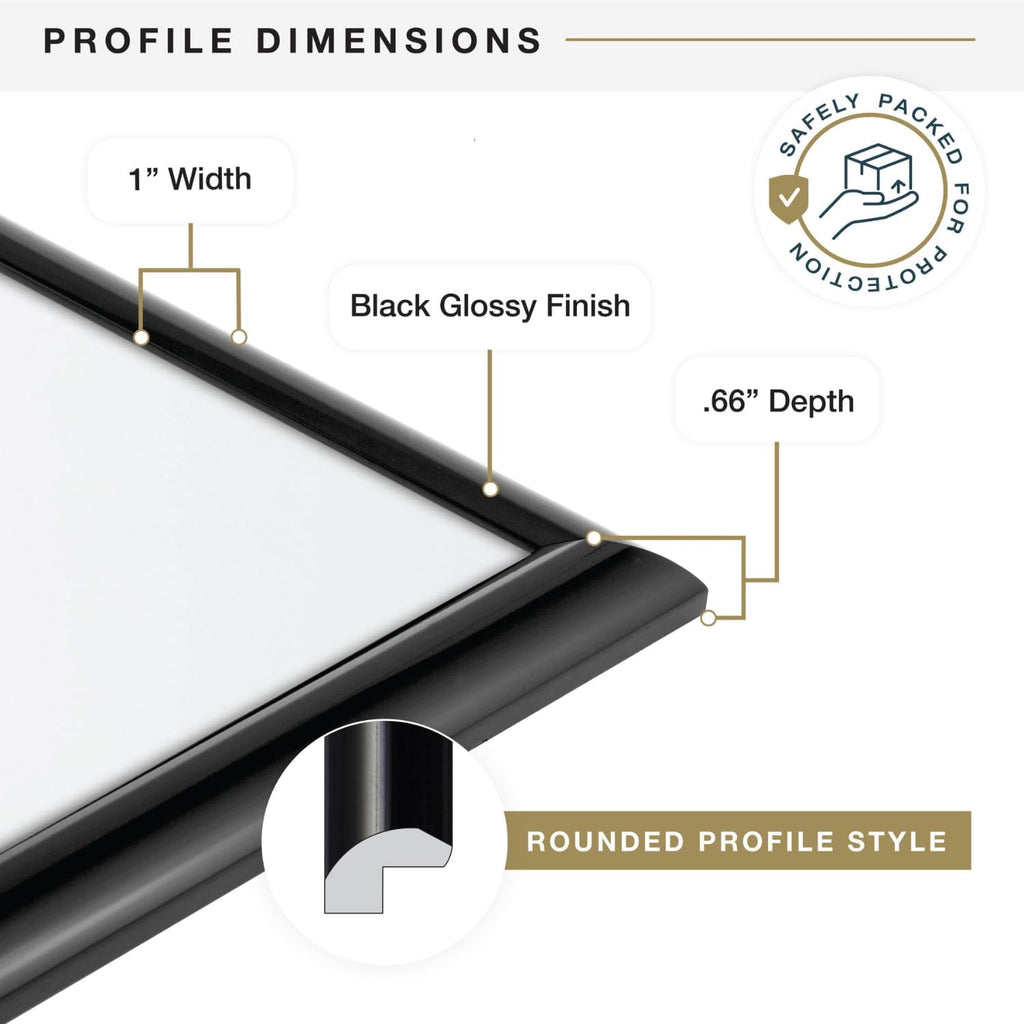 MCS Trendsetter 16x24 Poster Frame Black High-Gloss, Vertical & Horizontal Wall Hanging Large Picture Frame for Photos, Posters & Art Prints (2-Pack)
