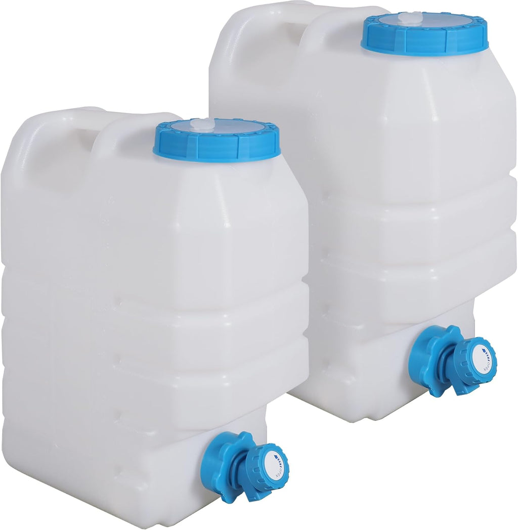 3.9 Gallon/15L Water Container with Spigot, Portable BPA Free Water Jug, Multifunction Water Tank for Camping Outdoor Hiking Picnic Supplies, 2 Pack
