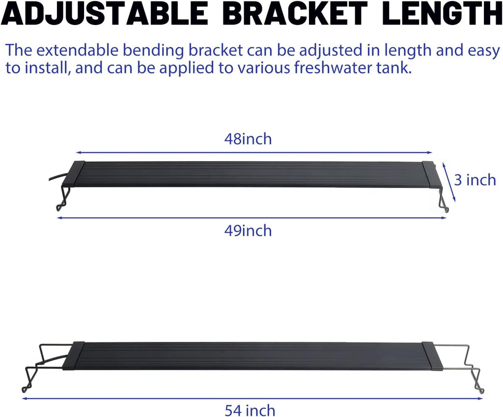 WaterRebirth Wireless Remote Full Spectrum Aquarium LED Light Strip - Ultra-Thin Design with Timer & RGB Modes for Fish Tank Plants (48-54INCH)