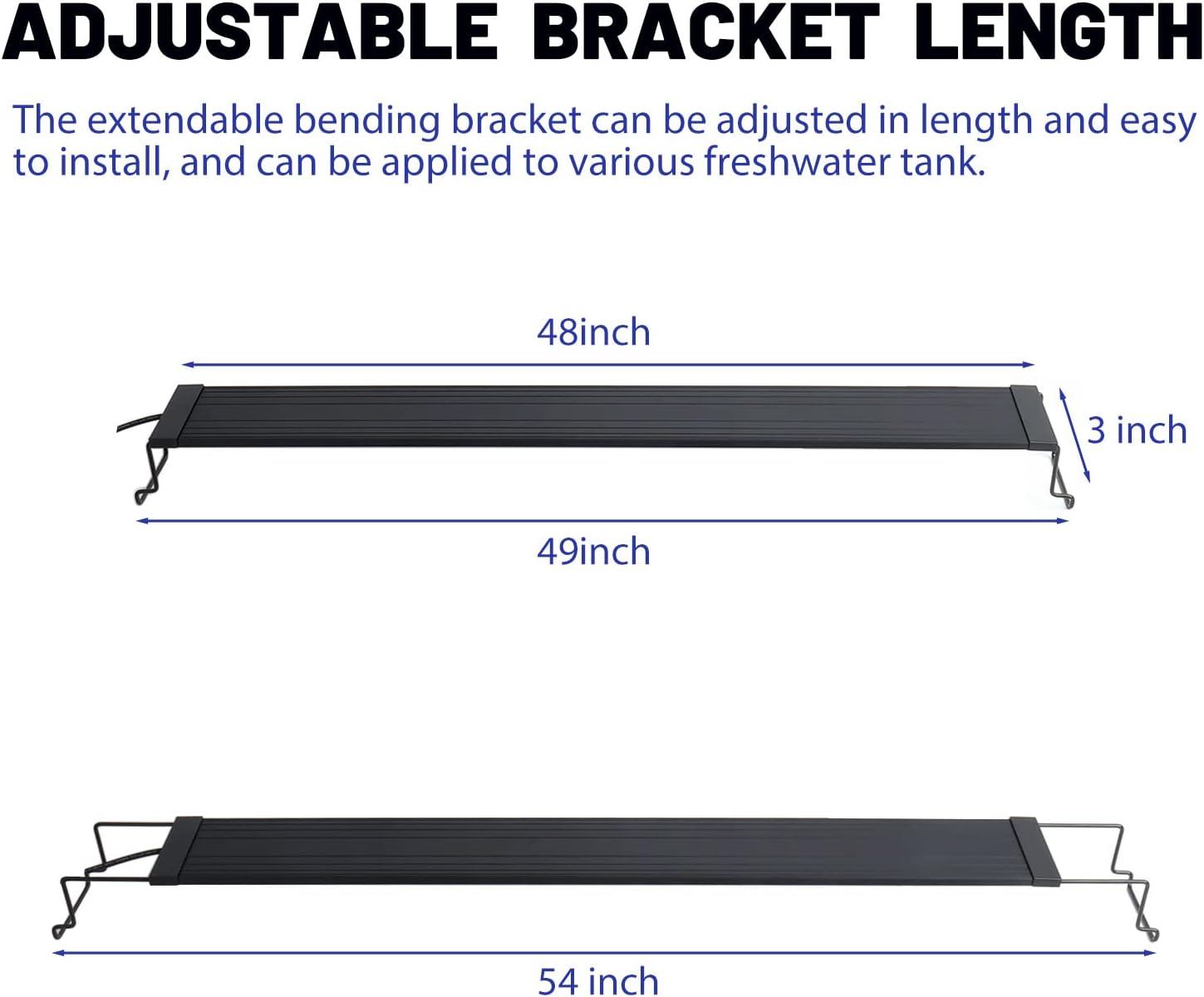WaterRebirth Wireless Remote Full Spectrum Aquarium LED Light Strip - Ultra-Thin Design with Timer & RGB Modes for Fish Tank Plants (48-54INCH)