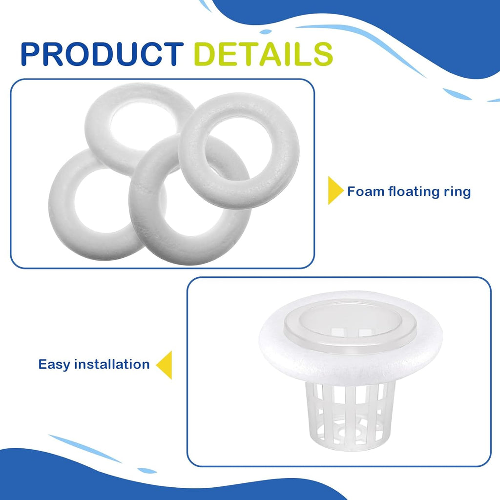 4 PCS Floating Aquarium Plant Holder, Aquarium Planting Baskets with White Foam Floating Ring, Fish Tank Hydroponic Basket for Aquatic Plant Cultivation and Landscaping Decorations