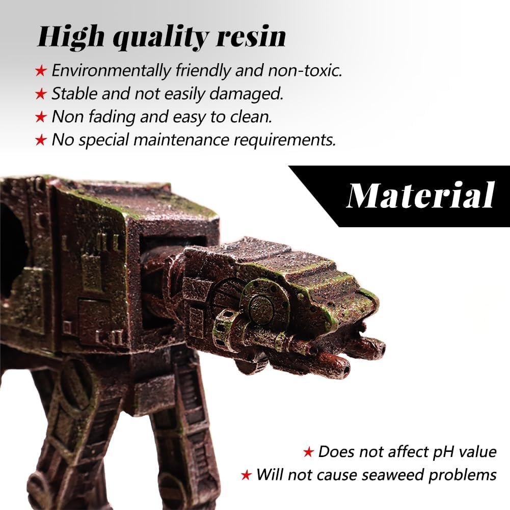 Fish Tank Decorations at-at of Star Wars Aquarium Decorations Betta Fish Tank Accessories for Sleep Rest Hide and Play (S)