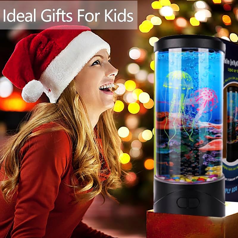 Toycol Bubble Jellyfish Lamp,8 Color Changing LED Jellyfish Night Light,Aquarium Tank Table Mood Lamps for Adults Kids Home Office Decor Gifts (Bubble Jellyfish lamp)