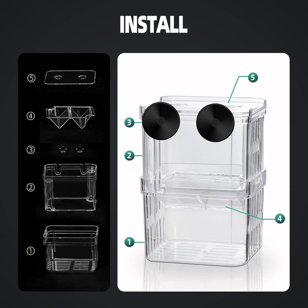 Breeding Box for Fish Tank, Aquarium Hatchery Incubator Breeder Box, Isolation Divider Hatching Boxes for Small Baby Fishes Shrimp Clownfish and Guppy