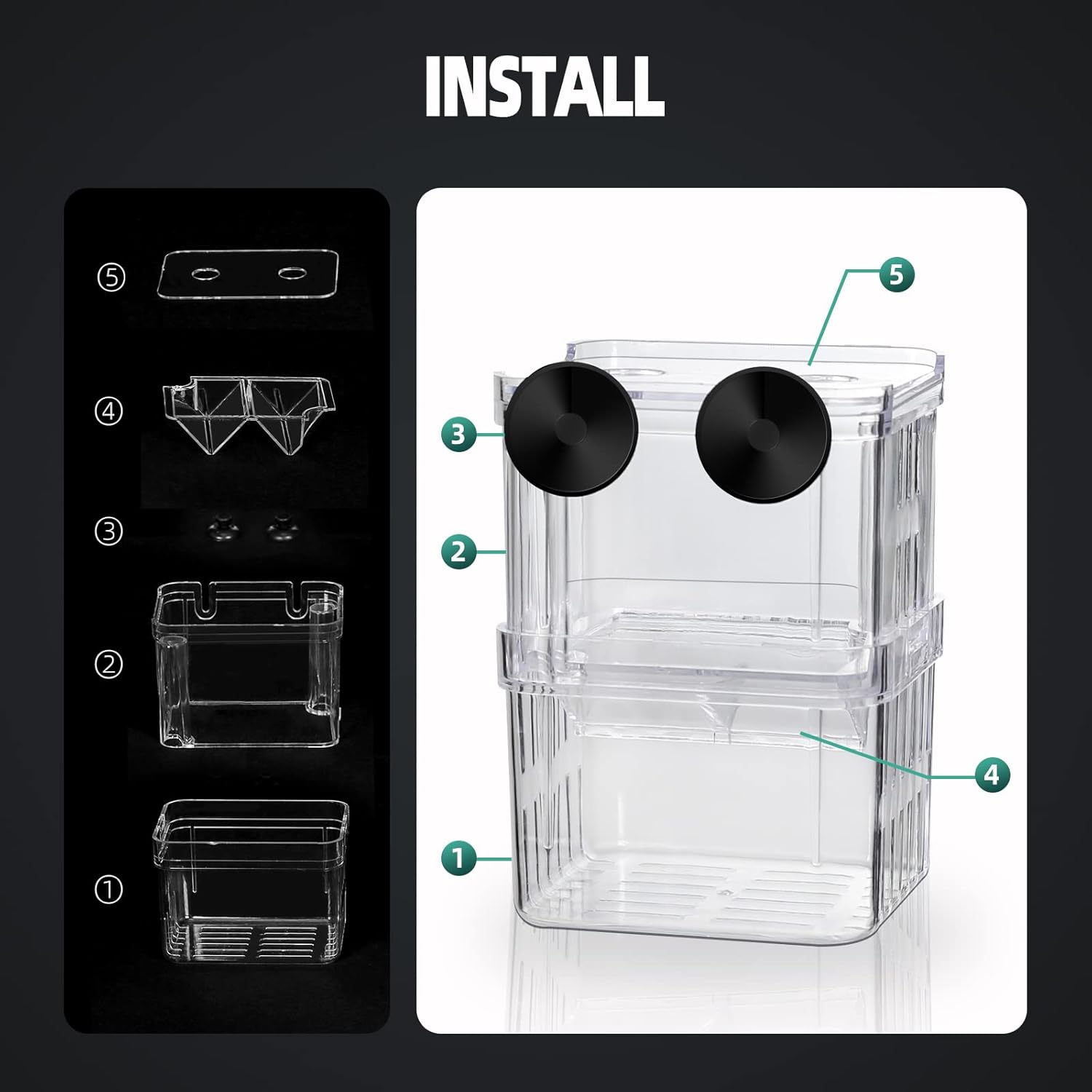 Breeding Box for Fish Tank, Aquarium Hatchery Incubator Breeder Box, Isolation Divider Hatching Boxes for Small Baby Fishes Shrimp Clownfish and Guppy