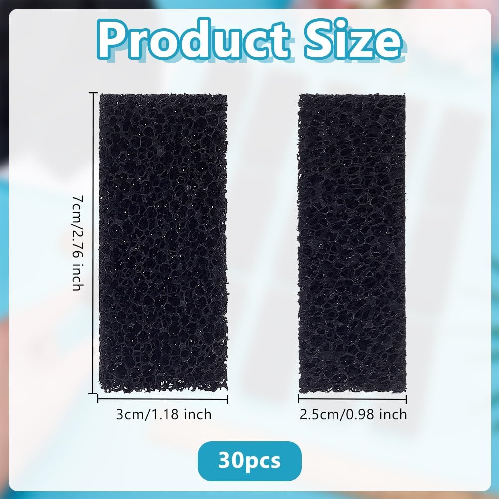 OLYCRAFT 30Pcs Aquarium Bio Sponge Filter Media Pad 2.8x1.2 Inch Filter Foam Sponge Pads Black Aquarium Dual Filtration Pad Replacement Filter Pads for Fish Tank Pond Filters Sumps Reef Canister