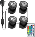 Colored Pond Lights with Timer, RGB Fountain Light IP68 Waterproof, Dimmable Outdoor Landscape Lights Fish Tank Pond Fountain Garden, 4 in Set