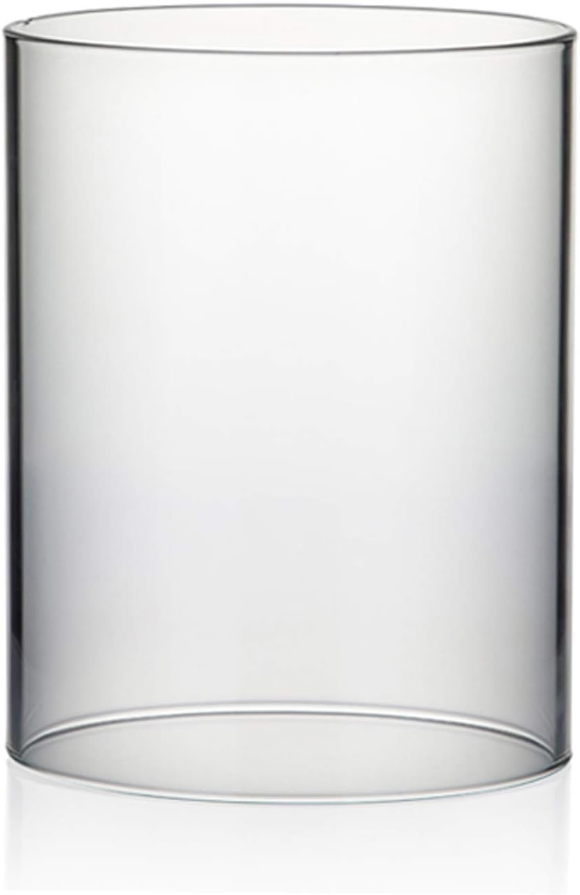WGVI Hurricane Candle Holder Sleeve, Wide 4.7", Height 6", Clear Glass Cylinder Candleholder, Chimney Tube, Open Ended Candle Shade, 1 Piece