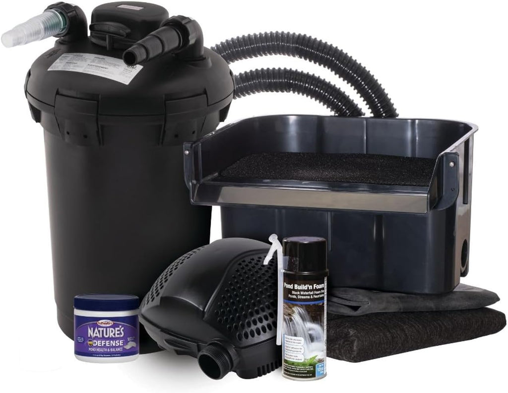 The Pond Guy AllClear Ecosystem Kit – Complete DIY Fishpond with Liner, Pump, UV Filter & Waterfall (1,000-2,000 Gallons) 8' x 11'
