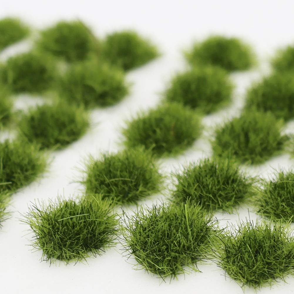 Warmtree 100 Pcs Static Grass Tuft Model Grass Tufts Railway Artificial Grass Miniature War Gaming Terrain DIY Model Railroad Scenery War Gaming Scenery (Green)