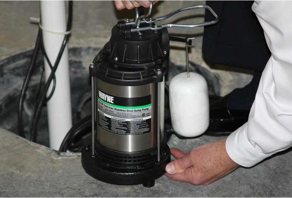 WAYNE - 1 HP Submersible Cast Iron and Stainless Steel Sump Pump with Integrated Vertical Float Switch - 6,100 Gallons Per Hour - Heavy Duty Basement Sump Pump