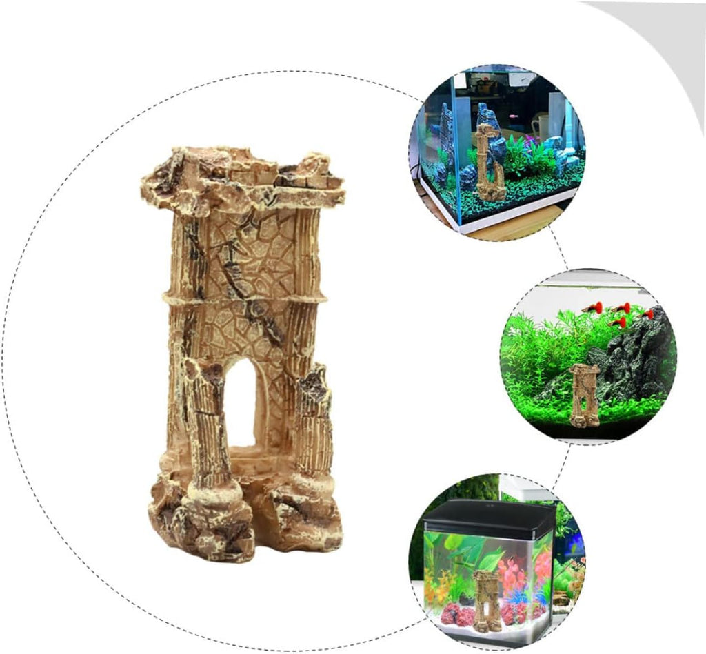 Fish Tank Resin Roman Column Lifelike Aquarium Decoration Durable Landscaping Prop Easy Care Ornament for Fish Tank Stable Base Design for Secure Placement