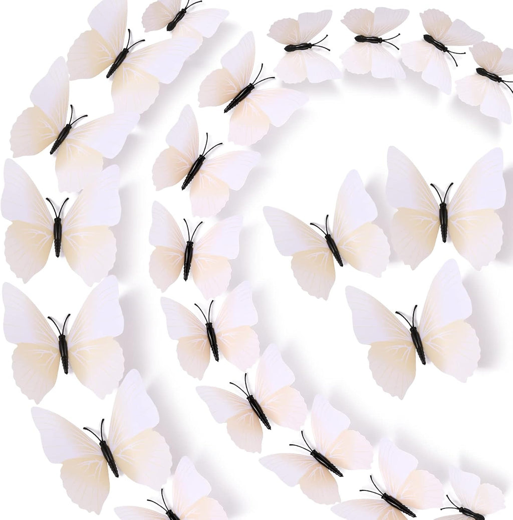 LiveGallery 72 PCS 6 Colors Removable 3D DIY Beautiful Butterfly Wall Decals Colorful Butterflies Art Decor Wall Stickers Murals for Kids Baby Boy Girls Bedroom Classroom Offices (White)