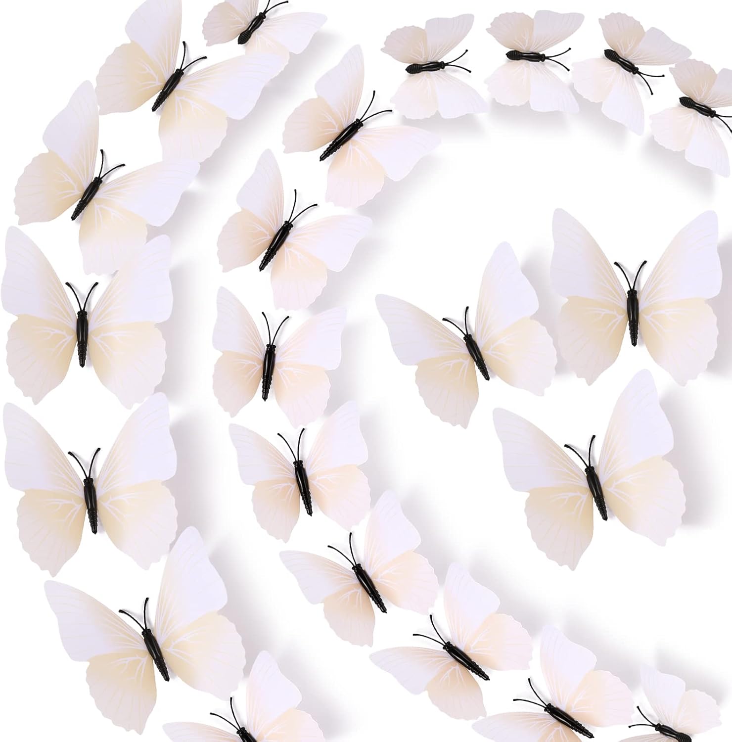 LiveGallery 72 PCS 6 Colors Removable 3D DIY Beautiful Butterfly Wall Decals Colorful Butterflies Art Decor Wall Stickers Murals for Kids Baby Boy Girls Bedroom Classroom Offices (White)