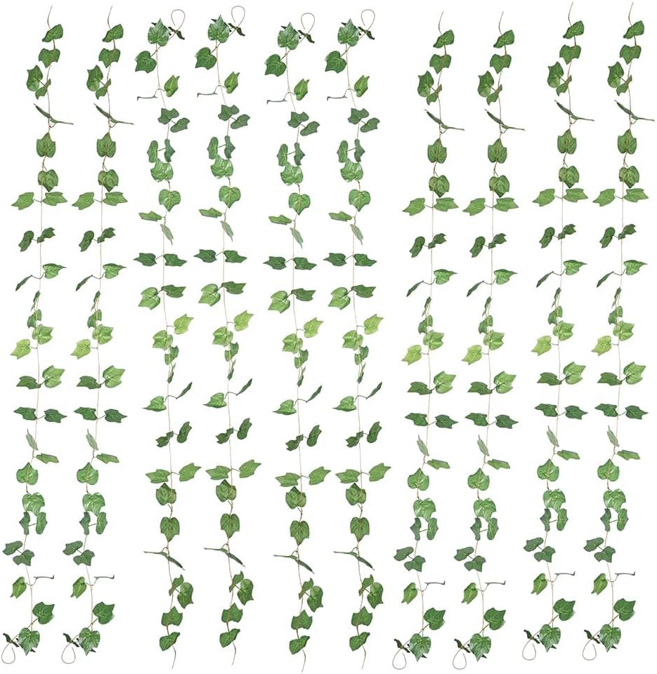 91Ft 12 Strands Autumn Artificial Grape Plant Fake Greenery Garlands Hanging Leaves Plant Vine Fall Decoration for Home Wedding Wall Party