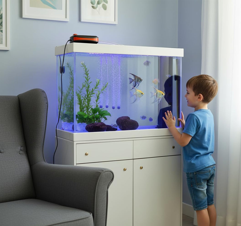FEDOUR 4W/5W/8W Aquarium Corded Electric Air Pump, 96GPH/160GPH/256GPH Dual Outlets 4 Outlets Oxygen Pump, Ultra Quiet Aquarium Bubbler for up to 300 Gallon Fish and Turtle Tank