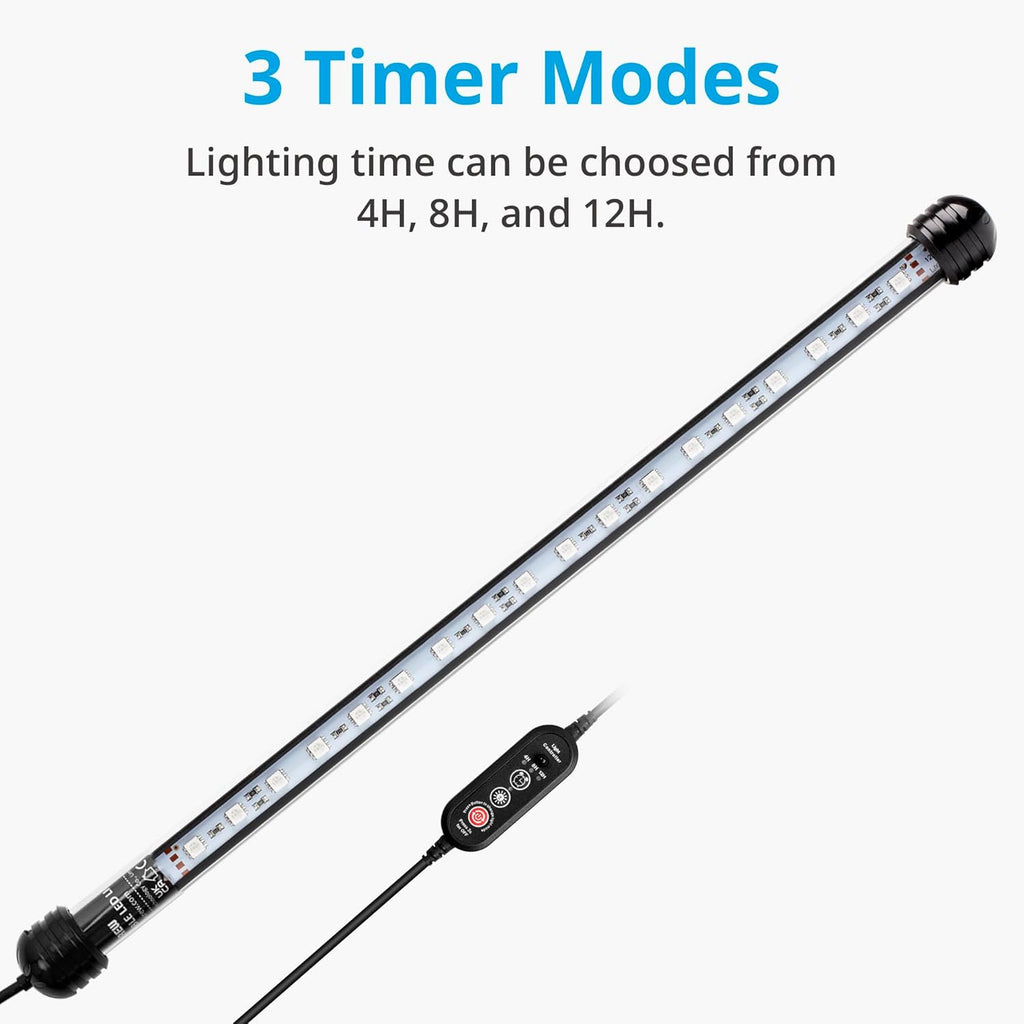 NICREW LED Aquarium Light, 15 Inches Submersible Fish Tank Light, Waterproof Underwater Light with Multicolor Option
