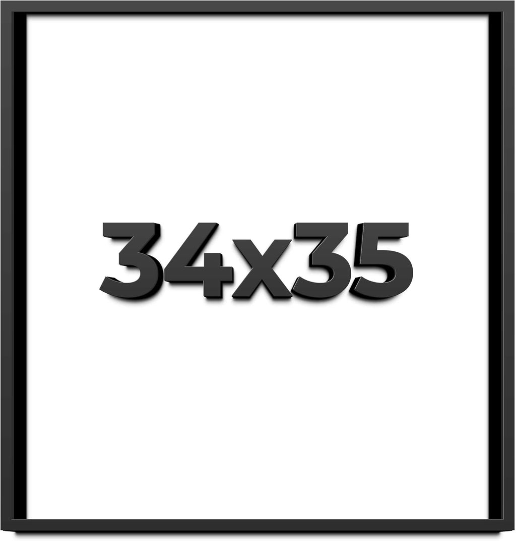 34x35 Shadow Box Frame Black | 1 Inch Deep Solid Wood Shadowbox Display Frame | UV Resistant Acrylic Plexiglass, Acid Free Backing, and Hanging Hardware | Dugan Picture Frame Style
