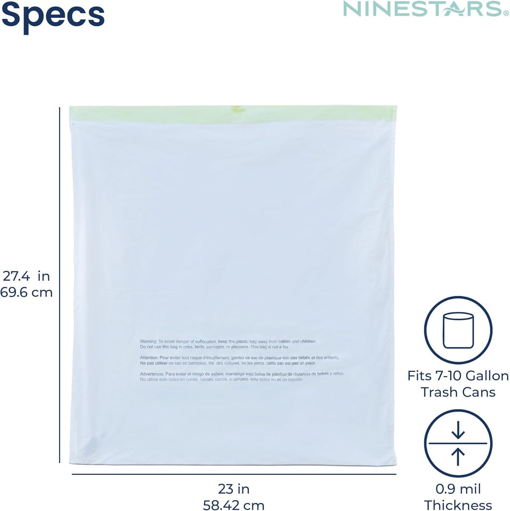 Ninestars Extra Strong Trash Bags with Drawstring, Multiple Sizes 90 Count, Kitchen Drawstring trash bags 90 Trash Bags (10 Gallon 90 ct White)