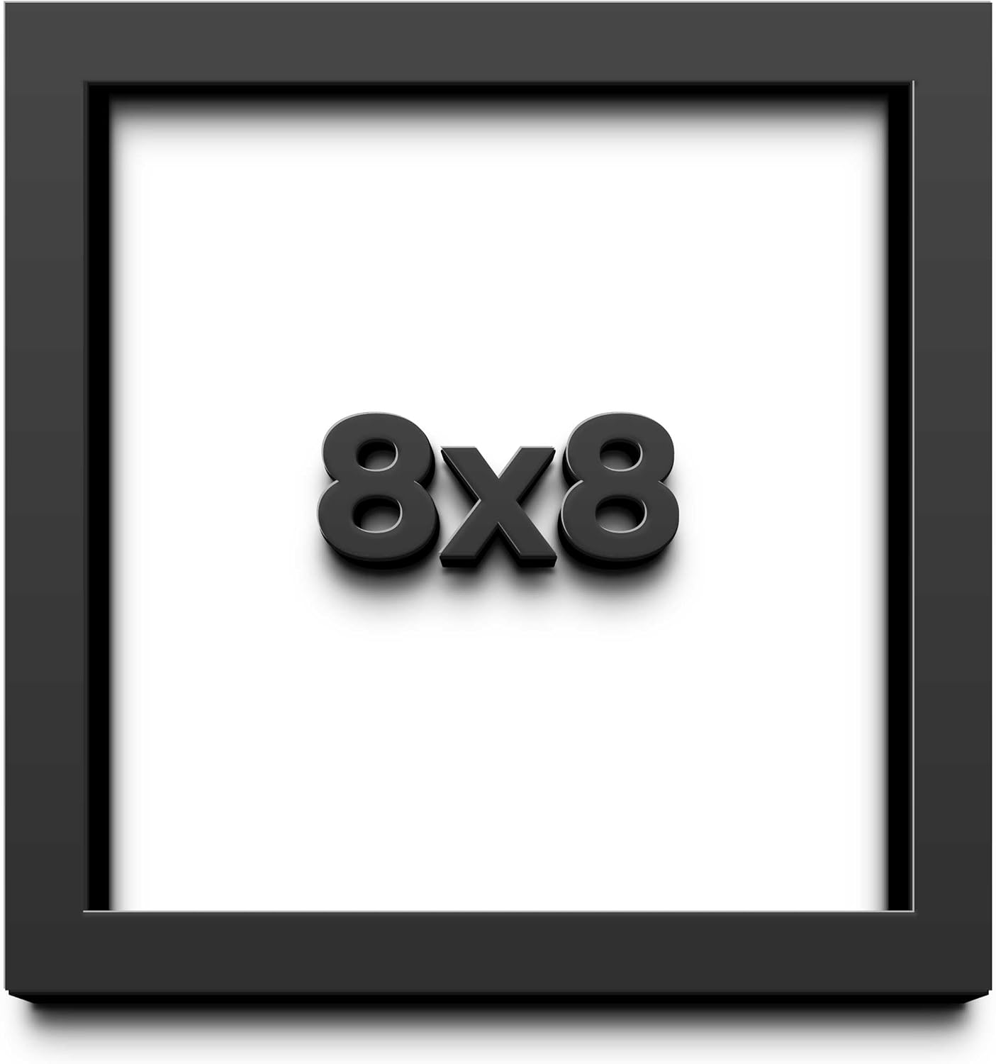 8x8 Shadow Box Frame Black | 1 Inch Deep Solid Wood Shadowbox Display Frame | UV Resistant Acrylic Plexiglass, Acid Free Backing, and Hanging Hardware | Dugan Picture Frame Style