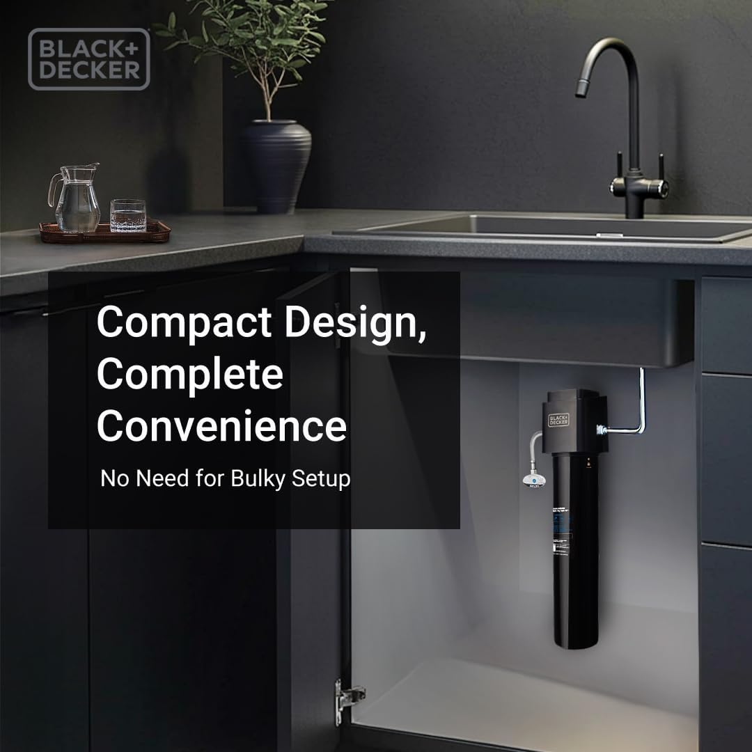 BLACK+DECKER Undersink Water Filter 15’’ | 2 Years | Reduces CHLORAMINE, Chlorine,Lead, PFAS, Bad Taste, Odor | Under Counter Water Filter Direct Connect to Kitchen Faucet | NSF/ANSI 42 Certified