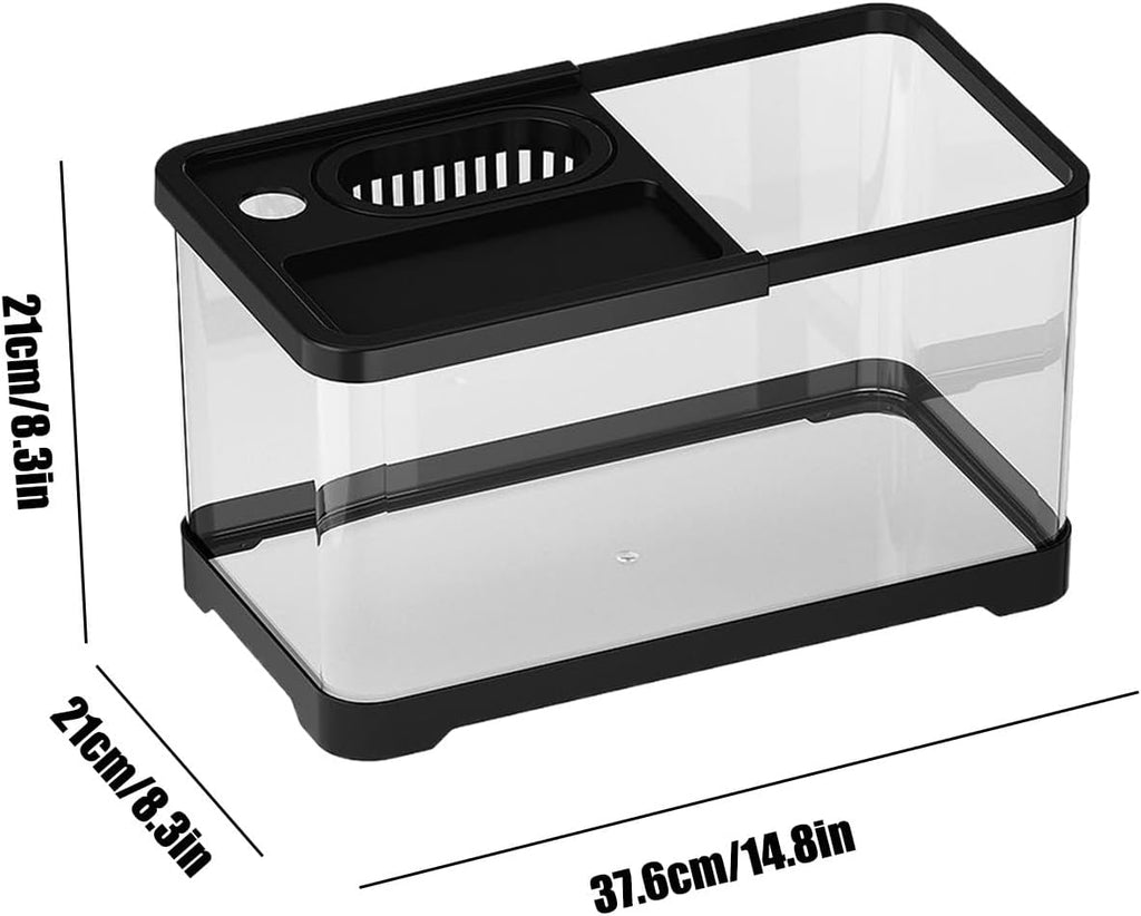 Small Led Aquarium Set, Fish Tank Kit with Tank, Desktop Aquarium with Lid, Plant Culture Dish Fish Scoop Fishes Food Water Plants, Enhancing Visual Appeal of Your Desktop Den