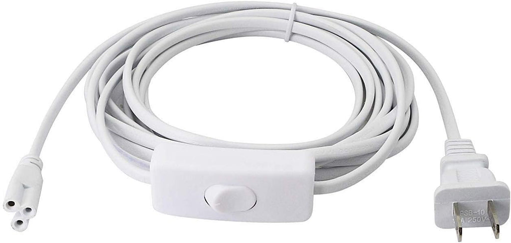 T5 T8 LED Wire Connector Power Cord - Extension Cord with On/Off Plug for LED T5 T8 Light Tube (3M/10Ft 3pin)