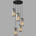 Black Pendant Lighting Modern Pendant Light, Mini Crystal Chandeliers,Adjustable Pendant Light Fixture for Kitchen Island Dinning Room Bedroom (5 Light)
