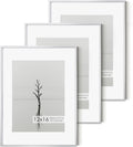 Fun Memories 12x16 Metal Picture Frame -12x16 Aluminum with Shatter-Resistant Glass - Displays 9x12 Photos Mat or Images without Ideal for Home Office Decor(Silver, Pack of 3)