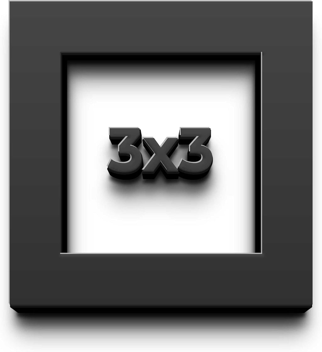 3x3 Black Shadow Box Frame - Contemporary Wood Shadow Box Complete with UV Acrylic, Foam Board Backing & Hanging Hardware