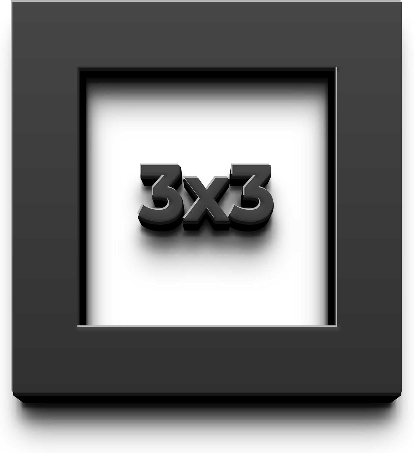 3x3 Black Shadow Box Frame - Contemporary Wood Shadow Box Complete with UV Acrylic, Foam Board Backing & Hanging Hardware