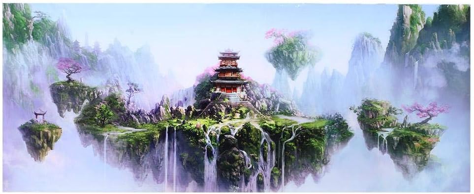 Zerodis Aquarium Background Poster, 3D PVC Adhesive Wallpaper Sticker, Sky Castle Fish Background Decoration for Aquarium (91 * 50cm)