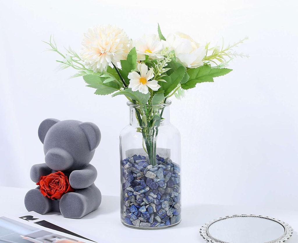 LAIDANLA Lapis Lazuli 1lb Crystal Polished Tumbled Stones Irregular Shaped Crystal Chips Bulk Natural Gemstone Aquarium Gravel Rocks Vase Filler Fish Tank Gravel Home Decoration