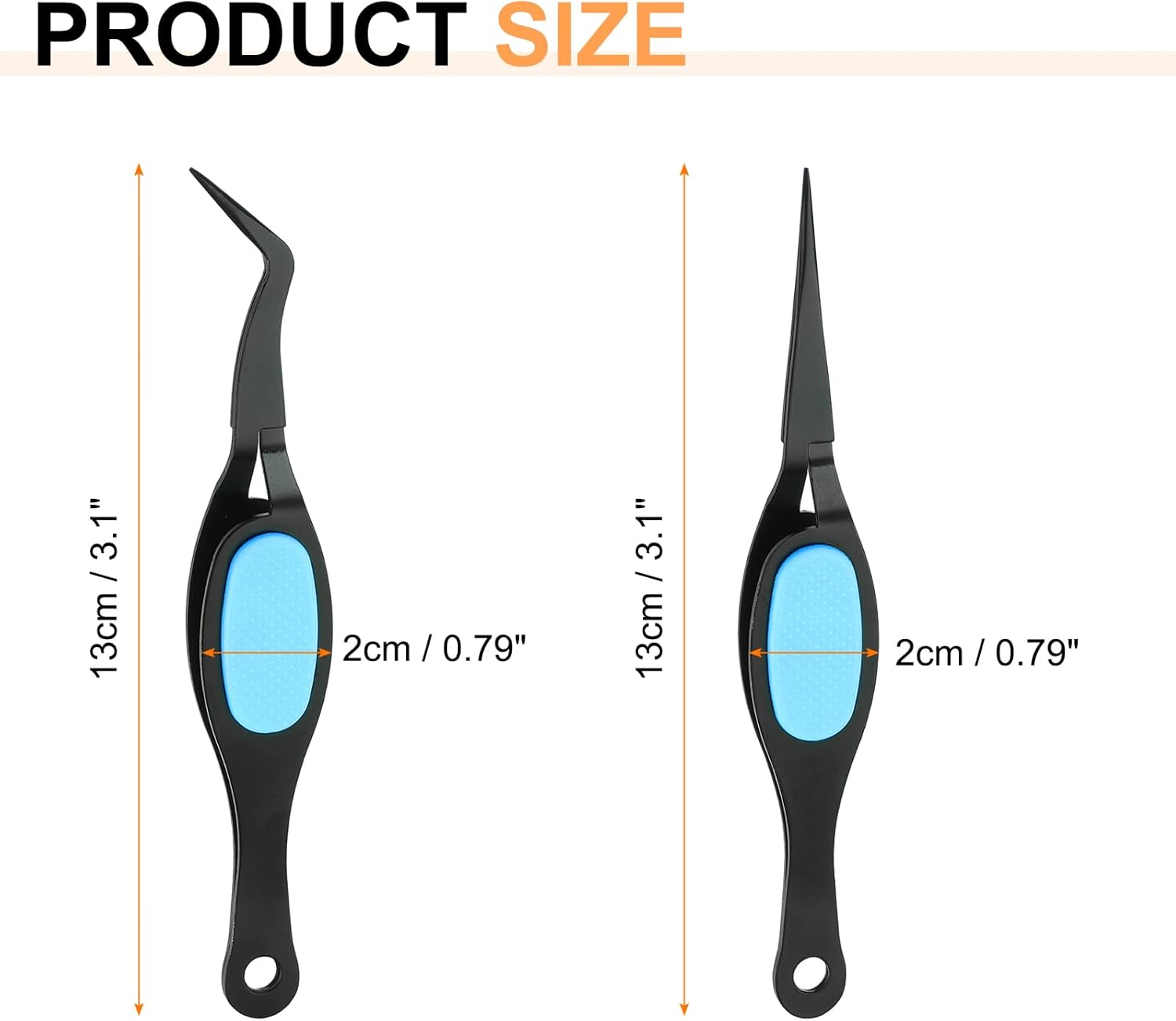 HARFINGTON 2pcs Craft Tweezers Precision Crossing Lock Curved Straight Stainless Steel Soft Reverse Grip Fine Tip Tweezers for DIY Craft Jewelry Beading Electronics, Black Blue