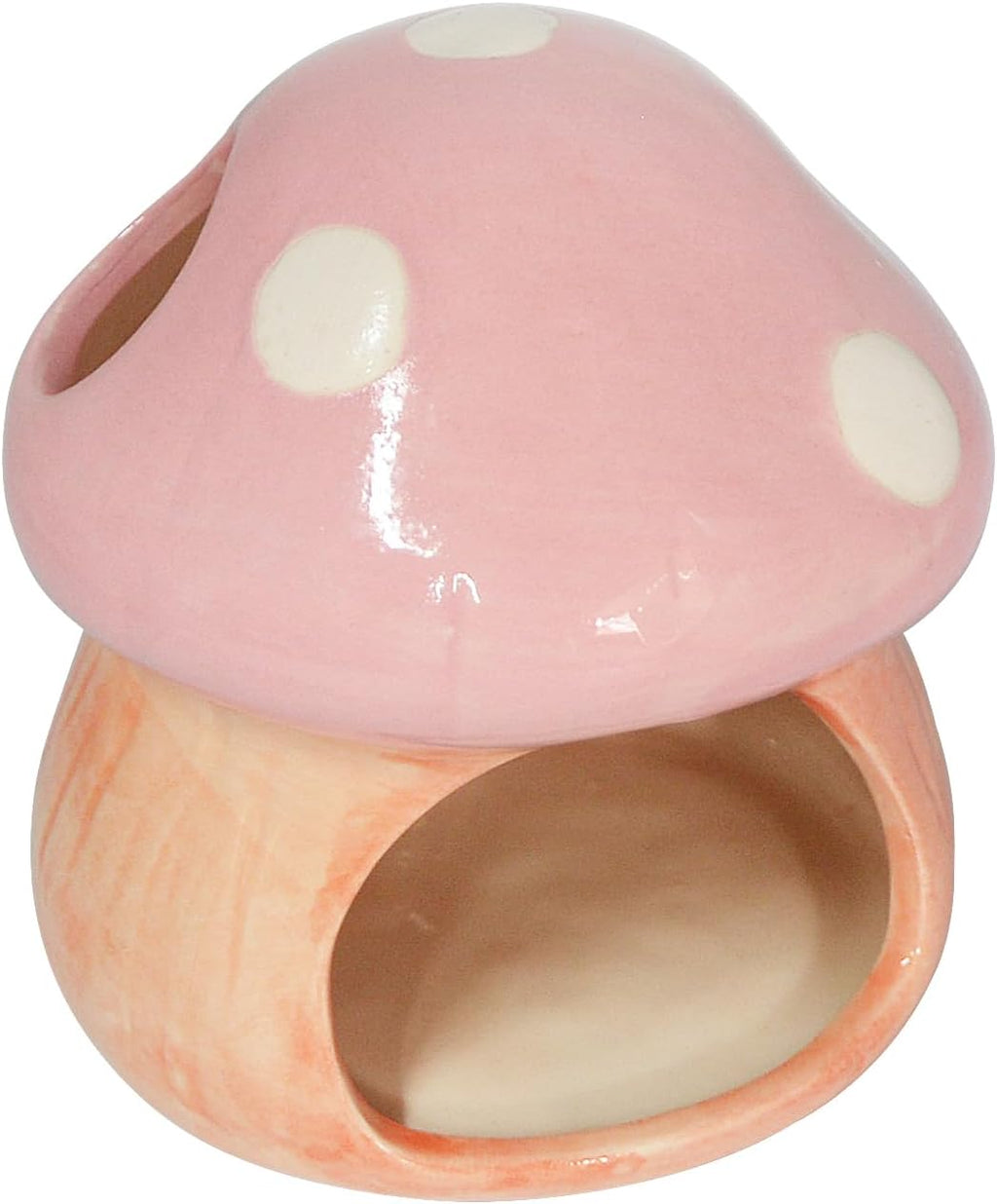 Mushroom Fish Tank Decor, Ceramics Aquarium Shrimp Cave, Betta Hideout Decoration, Cottage Ornament Goldfishes Pleco Cave for Fish Tank Landscape Hideaway Spawning Decor - Pink