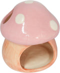 Mushroom Fish Tank Decor, Ceramics Aquarium Shrimp Cave, Betta Hideout Decoration, Cottage Ornament Goldfishes Pleco Cave for Fish Tank Landscape Hideaway Spawning Decor - Pink