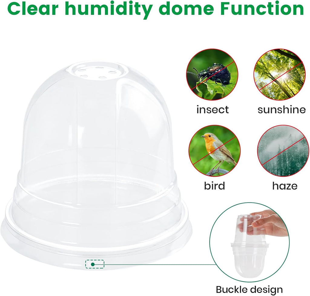 36 Packs 5/4/3.5 Inch Clear Nursery Pots with Humidity Domes, Transparent Plant Pots with Drainage Holes, Variety Pack Seedling Pots for Vegetable Propagation, Root Cutting, Seed Starting
