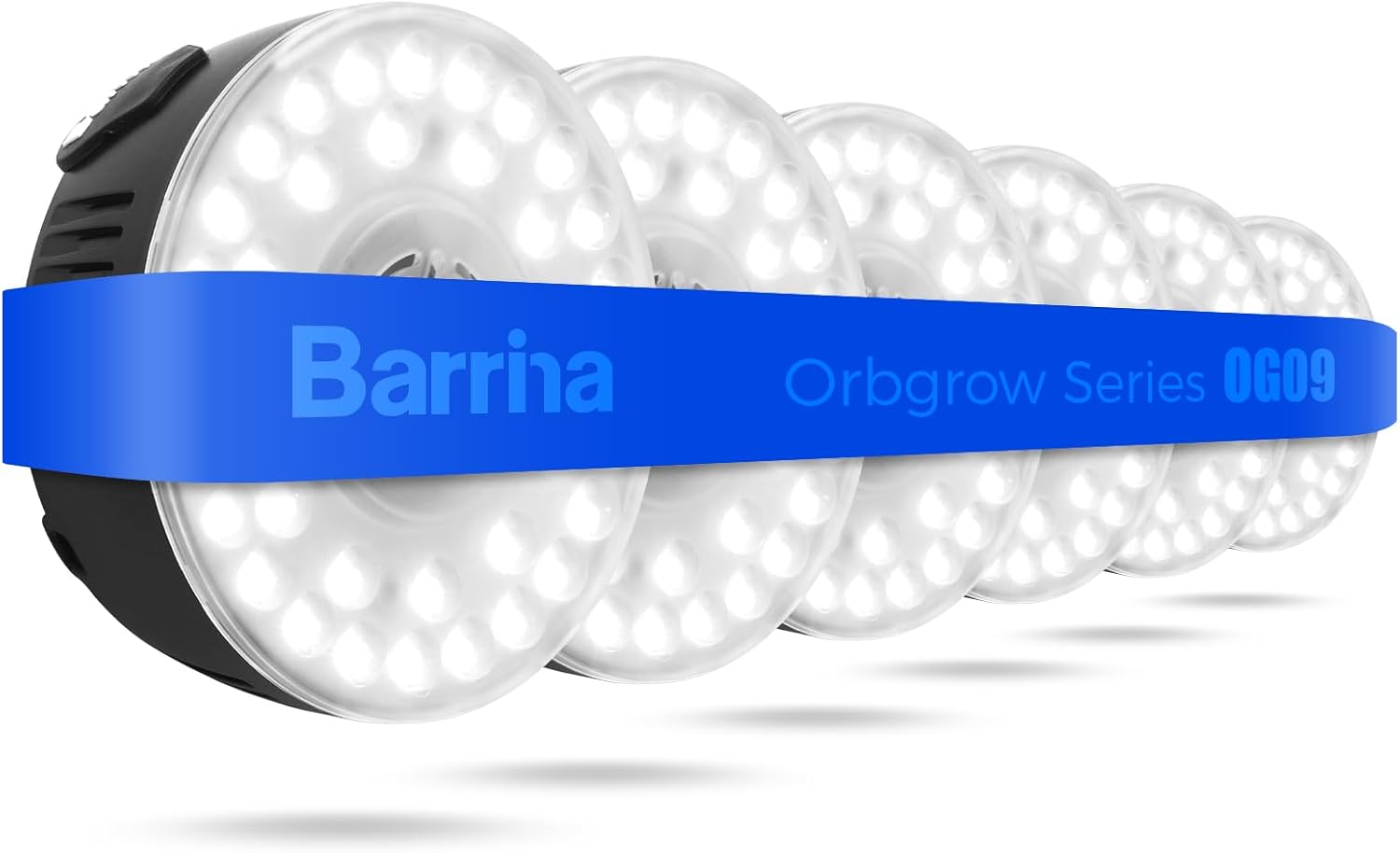 Barrina Orbgrow OG09 Puck LED Grow Light, 5000K 54W(6 x 9W, 810 Watt Equiv), Plant Lights for Indoor Plants Full Spectrum, Magnetic & Linkable, Small Grow lamp, Perfect for Plant Shelf, 6 Packs, Black