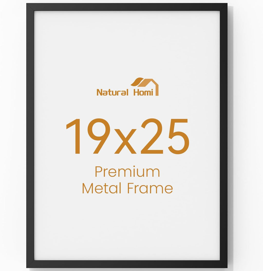 19x25 Aluminum Metal Picture Frame,Tempered Glass Black Large 19 x 25 Poster Frame for Puzzles Photos or Artwork for Wall Gallery Mount Horizontal or Vertical Decor Home,Office,Hotel