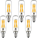 LiteHistory Dimmable t6 led Bulb 40W Candelabra led 2700K Clear 400lm 4W e12 Edison Bulb Warm White 6Pack