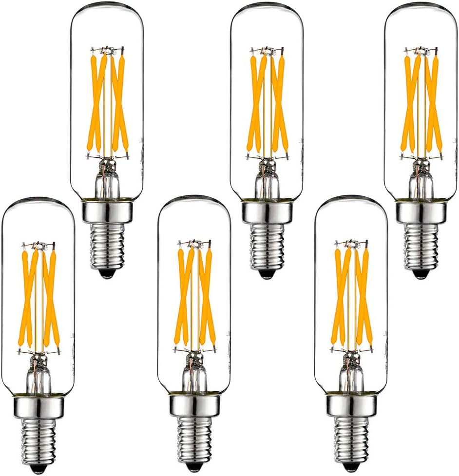 LiteHistory Dimmable t6 led Bulb 40W Candelabra led 2700K Clear 400lm 4W e12 Edison Bulb Warm White 6Pack