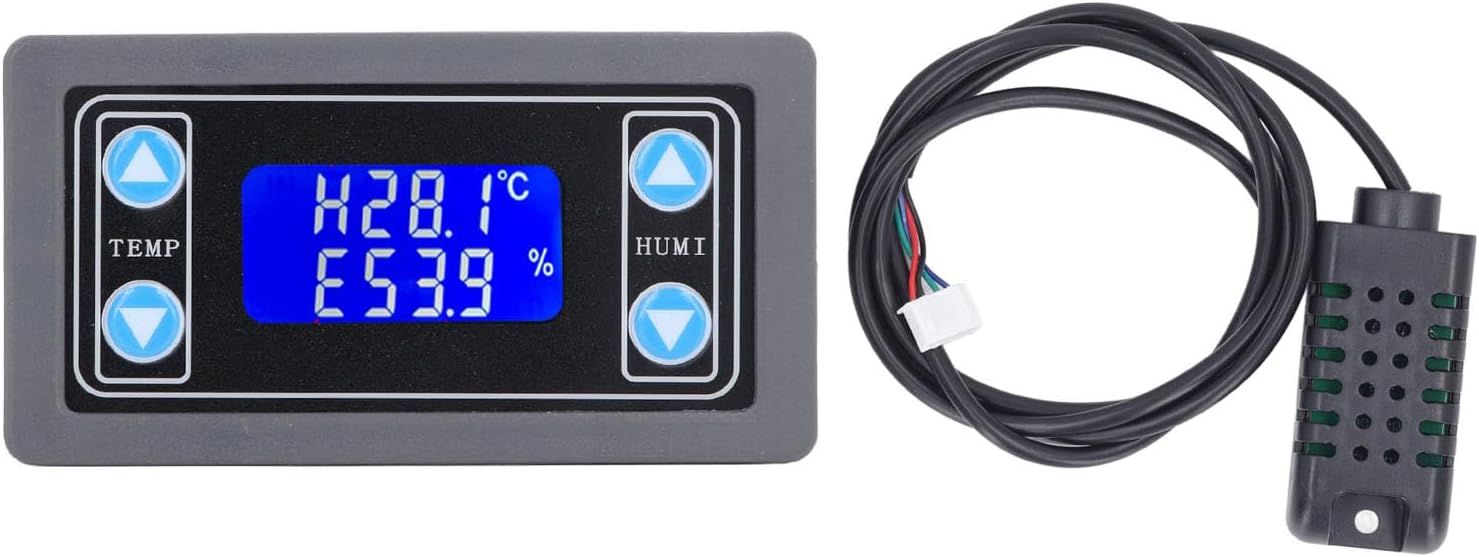 Temperature Humidity Controller Dual Relay Output Digital Thermostat Humidistat Control Module for Greenhouse Reptile Terrarium ABS Material