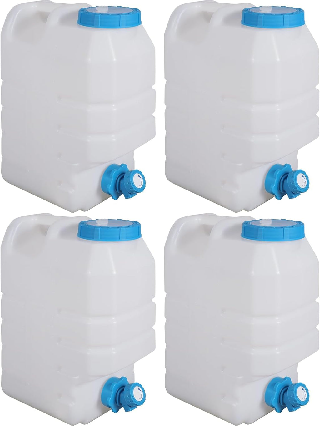 3.9 Gallon/15L Water Container with Spigot, Portable BPA Free Water Jug, Multifunction Water Tank for Camping Outdoor Hiking Picnic Supplies, 4 Pack